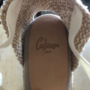 Castaner tan ankle wrap espadrilles wedges size 39/9.  Like new